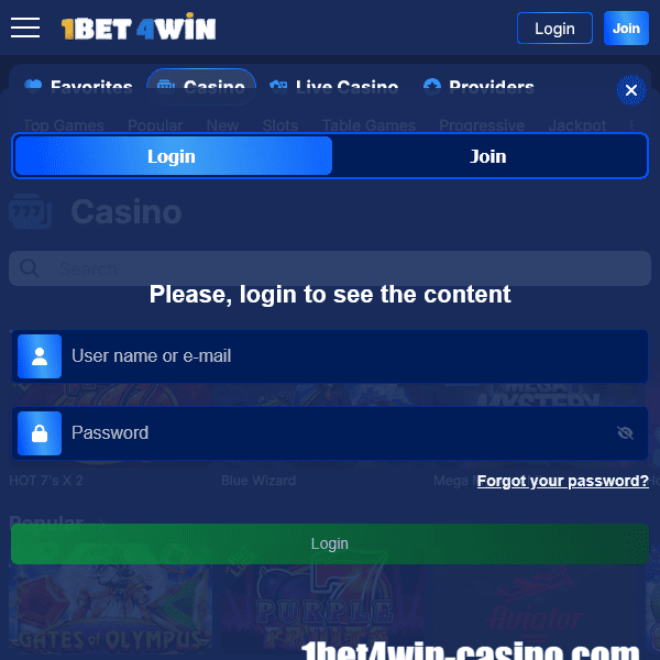Logowanie do kasyna 1bet4win